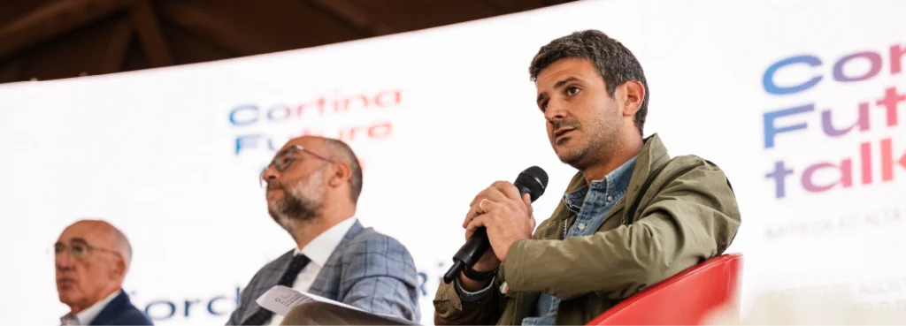 Giordano Riello ai Cortina Future Talks con Bruno Vespa