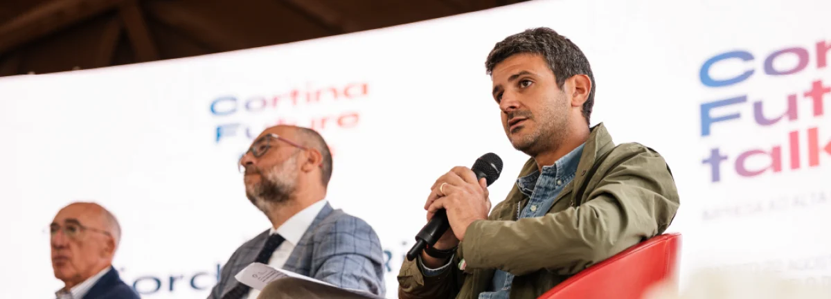 Giordano Riello ai Cortina Future Talks con Bruno Vespa